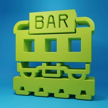 Green Restaurant train icon isolated on blue background. Minimalism concept.. 스톡 일러스트