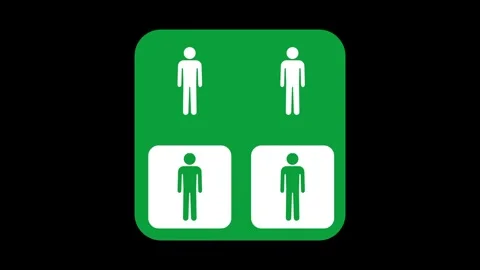 Green Restroom Sign with Multiple Figures Stock Footage 334288722