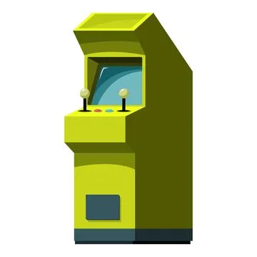 Green retro arcade game machine standing upright Ilustración de archivo