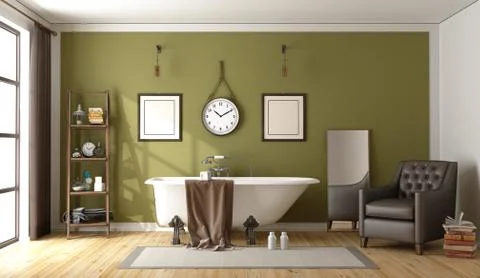 Green retro bathroom Stock Illustration
