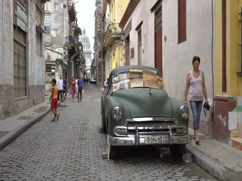 Green retro car Video stock 70849928