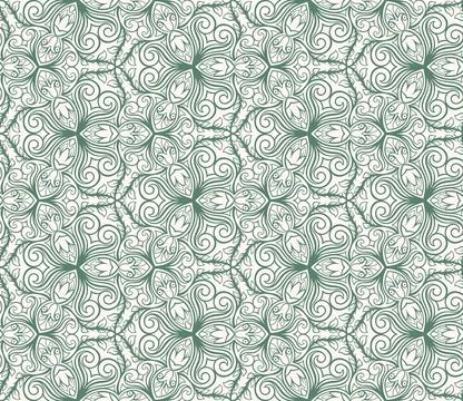 Green retro floral pattern Stock Illustration