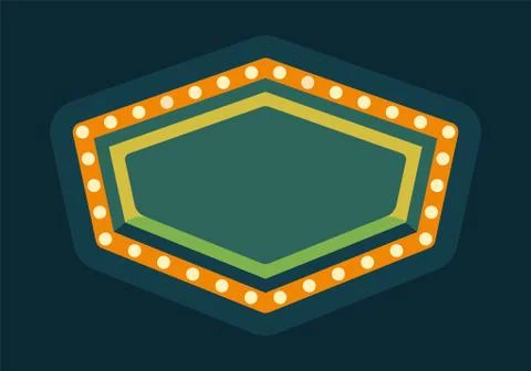 Green retro marquee light frame flat illustration Stock Illustration
