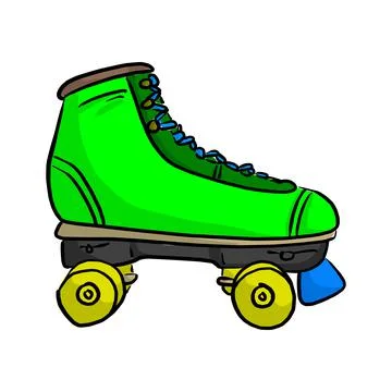 Green retro roller skate vector illustration sketch doodle hand drawn with bl Stock Illustration