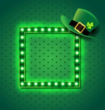 Green retro sign with St patrick hat Stock Illustration