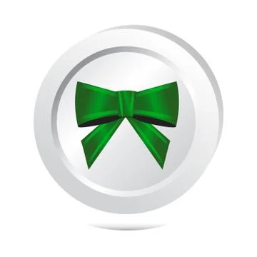Green ribbon bow button icon Stock Illustration