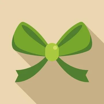 Green ribbon bow flat design vector illustration Stock Illustration