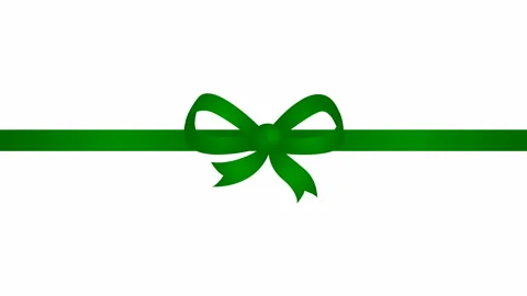 Green ribbon with a bow white Stock Footage 221833307