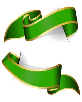 Green ribbon collection Stock Illustration