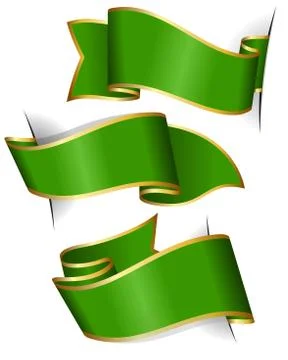 Green ribbon collection Stock Illustration
