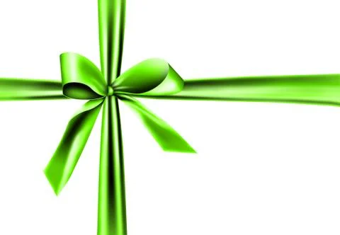 Green ribbon on white background Illustrazione stock