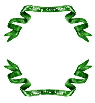 Green ribbons frame Stock Illustration