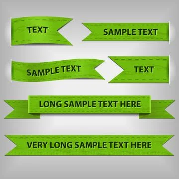 Green ribbons with sample text Stock Illustration