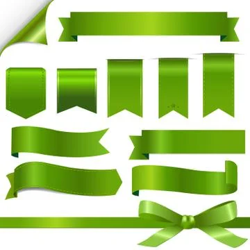 Green ribbons set Stock Illustration