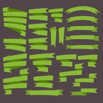 Green ribbons set Stock Illustration