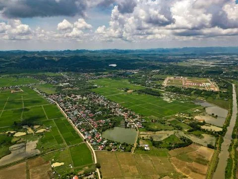 Green Rice Fields Limestone Karst Mountains Ninh Binh Vietnam Stock Photos
