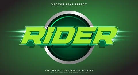Green Rider editable text effect Template Stock Illustration