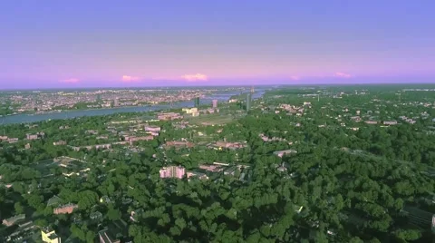 Green Riga sky view from Pardaugava Stock Footage 66687108