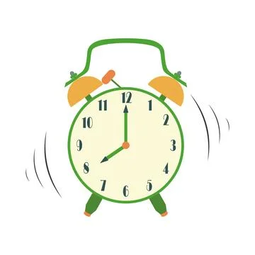 Green ringing alarm clock. Vector illustration. Stock Illustration