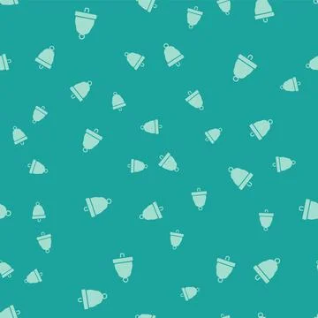 Green Ringing bell icon isolated seamless pattern on green background. Alarm Stockillustratie