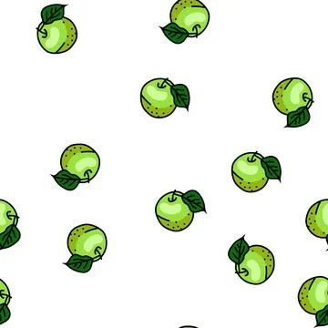 Green ripe apple fruit vector seamless pattern Stock Illustration