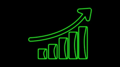 Green Rising Bar Chart Arrow Growth Graphic Stock-Footage 346814893