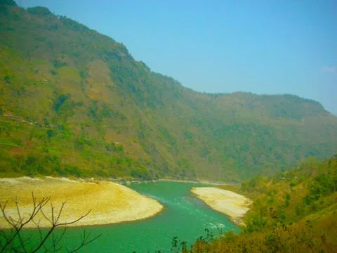 A green river delta Foto stock