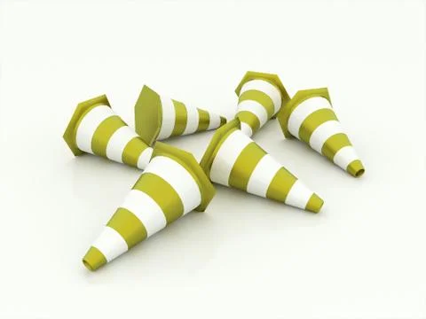 Green road cones crashed on white background Stock Illustration