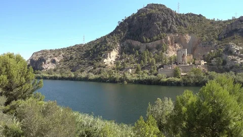 The green road of the Ebro on a clear day Stock Footage 115827772