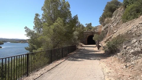 The green road of the Ebro on a clear day Stock Footage 115828046