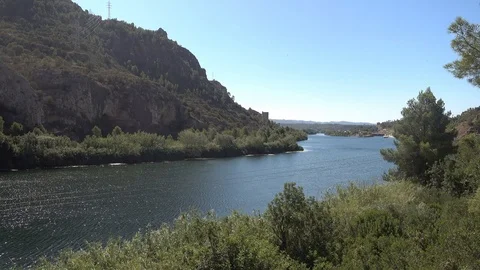 The green road of the Ebro on a clear day Stock Footage 115828358