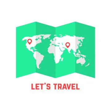 Green road map with world image Stock Illustration