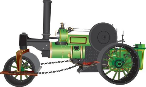 Green Road Roller Stock Illustration