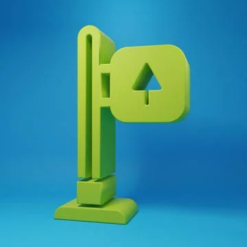 Green Road traffic sign. Signpost icon isolated on blue background. Pointer.. 库存插图