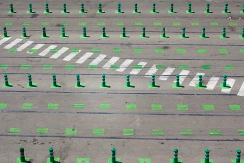 Green roadside stakes Stock Photos