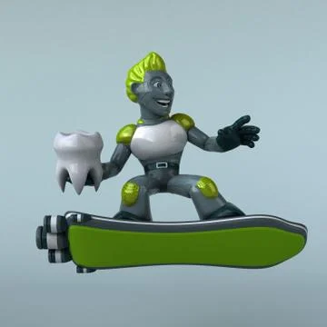 Green Robot - 3D Illustration Stock Illustration