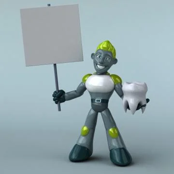 Green Robot - 3D Illustration Stock Illustration