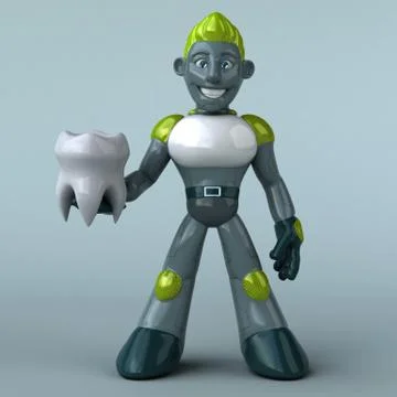 Green Robot - 3D Illustration Stock Illustration