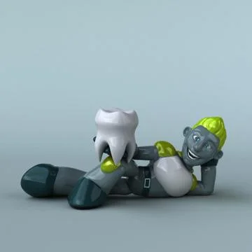 Green Robot - 3D Illustration Stock Illustration