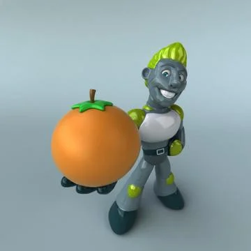 Green Robot - 3D Illustration Stock Illustration