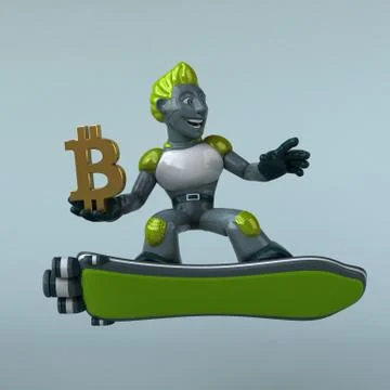 Green Robot - 3D Illustration Stock Illustration