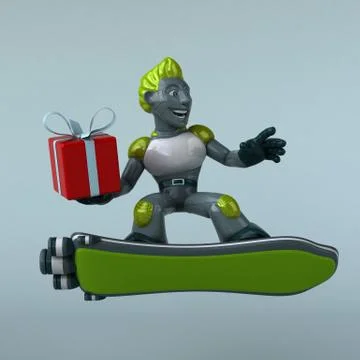 Green Robot - 3D Illustration Stock Illustration