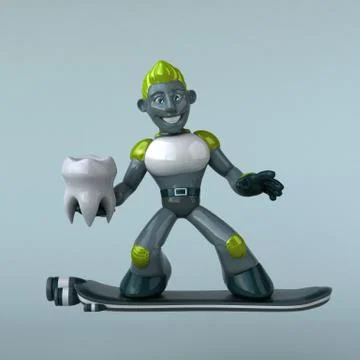 Green Robot - 3D Illustration Stock Illustration