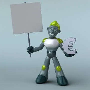 Green Robot - 3D Illustration Stock Illustration