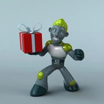 Green Robot - 3D Illustration Stock Illustration