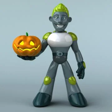 Green Robot - 3D Illustration Stock Illustration