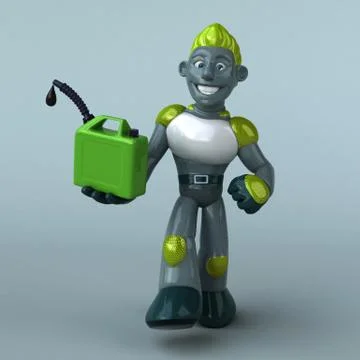 Green Robot - 3D Illustration Stock Illustration