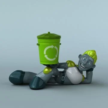 Green Robot - 3D Illustration Stock Illustration