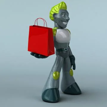 Green Robot - 3D Illustration Stock Illustration
