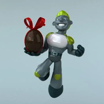 Green Robot - 3D Illustration Stock Illustration